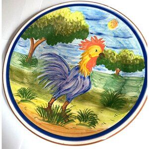 Hand-Painted Ceramic Rooster Decorative Plate Made In Portugal